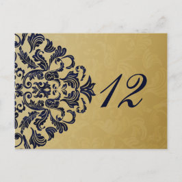 Cartão Postal Casamento Dourado do Marinho de Filigree Elegante