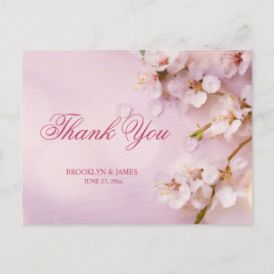 Cartão Postal Casamento Elegante De Cherry Blossom Obrigado Cart