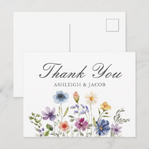 Cartão Postal Casamento Elegante de Primavera com Flores Silvest