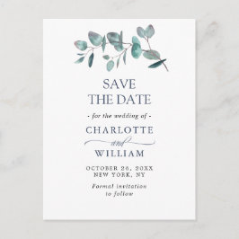 Cartão Postal Casamento Elegante Eucalyptus Greenery Salvar a Da
