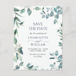 Cartão Postal Casamento Elegante Eucalyptus Greenery Salvar a Da