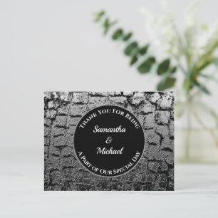 Cartão Postal Casamento Elegante Prata Rachada Obrigado Convidad
