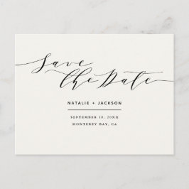 Cartão Postal Casamento elegante preto + branco salvar a data