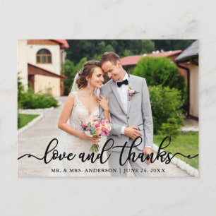 Cartão Postal Casamento Elegante Roteiro Amor e Agradecimento Fo