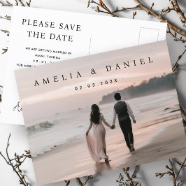 Cartão Postal Casamento elegante salvar a foto de data