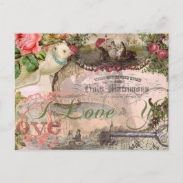 Cartão Postal Casamento Elegante Vintage Antigo Casamento Antigo
