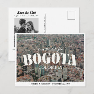 Cartão Postal Casamento em Bogotá Save the Date Skyline Retrô