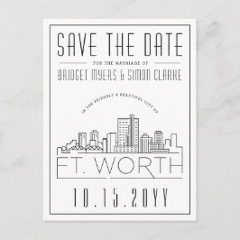 Cartão Postal Casamento em Fort Worth | Silhueta Estilizada | Sa