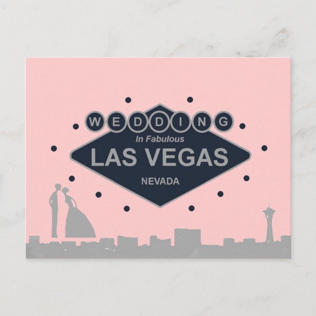 Cartão Postal Casamento em Las Vegas com Silhouette Bride & Groo (Frente)