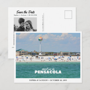 Cartão Postal Casamento em Pensacola Save the Date Viagem Retro