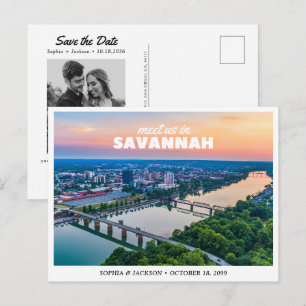 Cartão Postal Casamento em Savannah Save the Date Viagem Retro