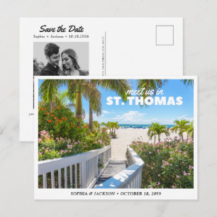 Cartão Postal Casamento em St. Thomas Save the Date Viagem Retro