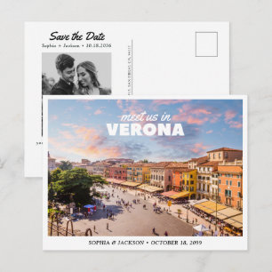 Cartão Postal Casamento em Verona Save the Date Italiano Retrô
