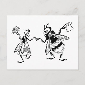 Cartão Postal Casamento engraçado bonito preto & branco do