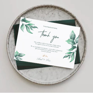 Cartão Postal Casamento entre Emerald Green e Eucalyptus Obrigad