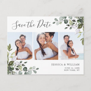Cartão Postal Casamento Eucalyptus 3 FOTO Elegante Salvar a Data