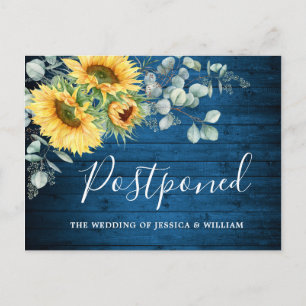 Cartão Postal Casamento Eucalyptus Elegante Girassóis Adiado
