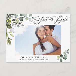Cartão Postal Casamento Eucalyptus FOTO Elegante Salvar a Data