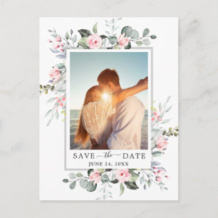 Cartão Postal Casamento Eucalyptus FOTO Elegante Salvar a Data