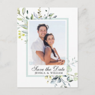 Cartão Postal Casamento Eucalyptus FOTO Elegante Salvar a Data