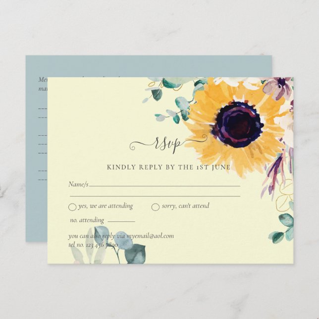 Cartão Postal Casamento Eucalyptus Greenery (Frente/Verso)