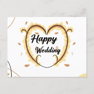 Cartão Postal casamento feliz com lindas flores amarelas
