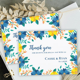 Cartão Postal Casamento Floral Amarelo Romântico Obrigado