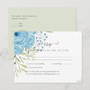 Cartão Postal Casamento Floral Azul Aqua