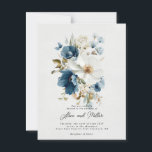 Cartão Postal Casamento Floral Azul e Branco<br><div class="desc">Casamento Floral Azul e Branco</div>