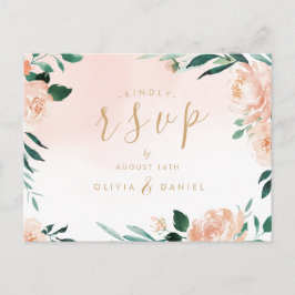 Cartão Postal Casamento floral com cor d'água do jardim romântic