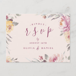 Cartão Postal Casamento floral com cor d'água do jardim romântic