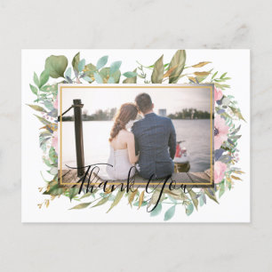 Cartão Postal Casamento Floral Cor-de-Rosa-Blush
