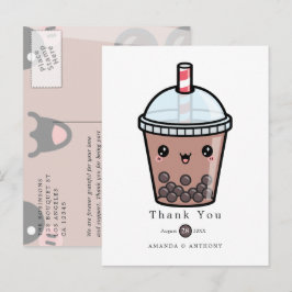 Cartão Postal Casamento Floral De Chocolate Aquarela Obrigado Po