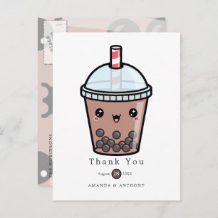 Cartão Postal Casamento Floral De Chocolate Aquarela Obrigado Po