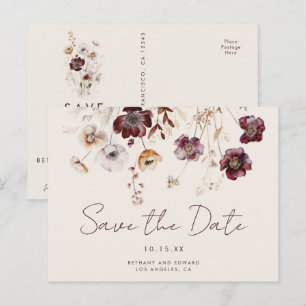 Cartão Postal Casamento Floral de Queda Whimsical Salvar a Data