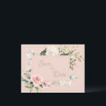 Cartão Postal Casamento Floral Dourado de Cor de Água Rosa Esbra<br><div class="desc">Rosa macia elegante com flores de cor de pêssego. Romântica e tão graciosa com as flores de aquarela. Tão chique e sofisticada. O casamento perfeito "Salve a Data" para qualquer estação. Eu gostei de criar essa design para você. Oferecemos este mesmo design em várias cores diferentes. Uma design tão bela...</div>