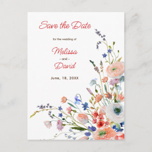Cartão Postal Casamento Floral Elegante