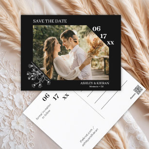 Cartão Postal Casamento Floral Elegante Salvar a Data