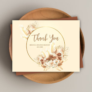 Cartão Postal Casamento Floral Elegante Terracotta Boho Obrigado