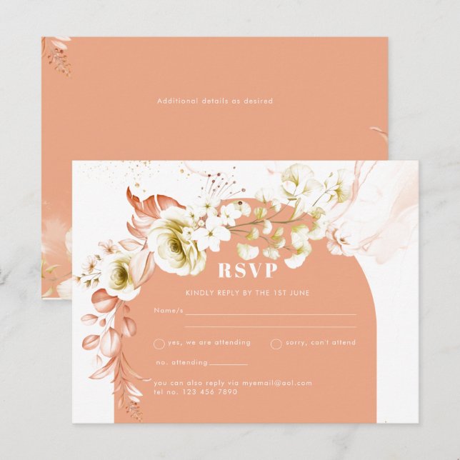 Cartão Postal Casamento Floral Mix Boho (Frente/Verso)