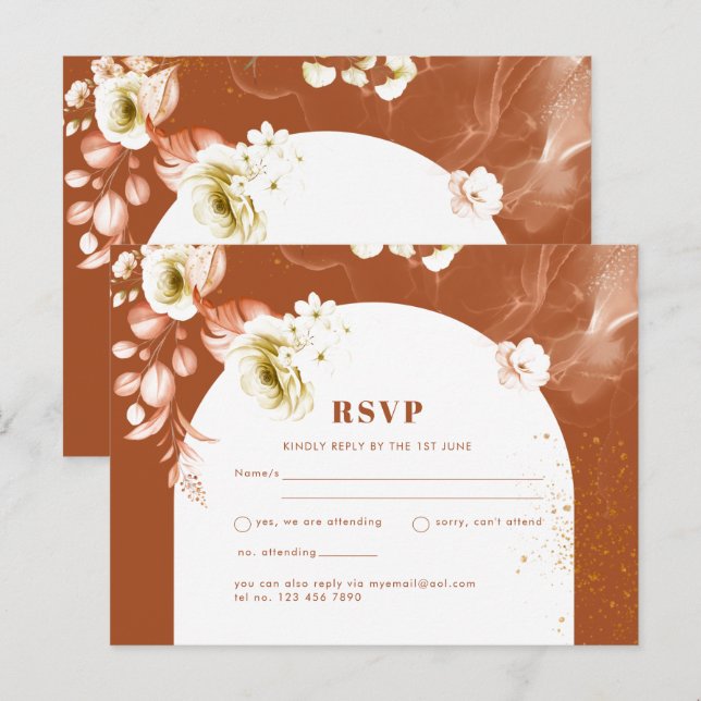 Cartão Postal Casamento Floral Mix Boho (Frente/Verso)