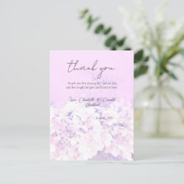 Cartão Postal Casamento Floral Romântico de Hortênsias Rosa
