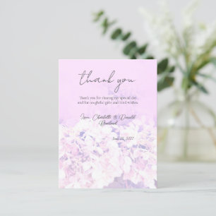 Cartão Postal Casamento Floral Romântico de Hortênsias Rosa 
