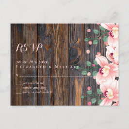 Cartão Postal Casamento Floral Rustic Dusty Rosa Rosa