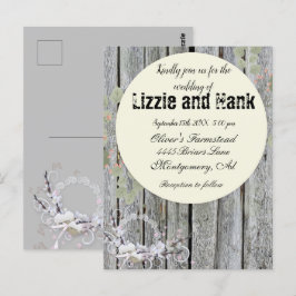 Cartão Postal Casamento Floral Rustic Elegant