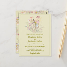 Cartão Postal Casamento floral simples de buquês de flores selva