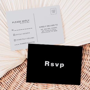 Cartão Postal Casamento Formal Elegante Minimalista Rsvp