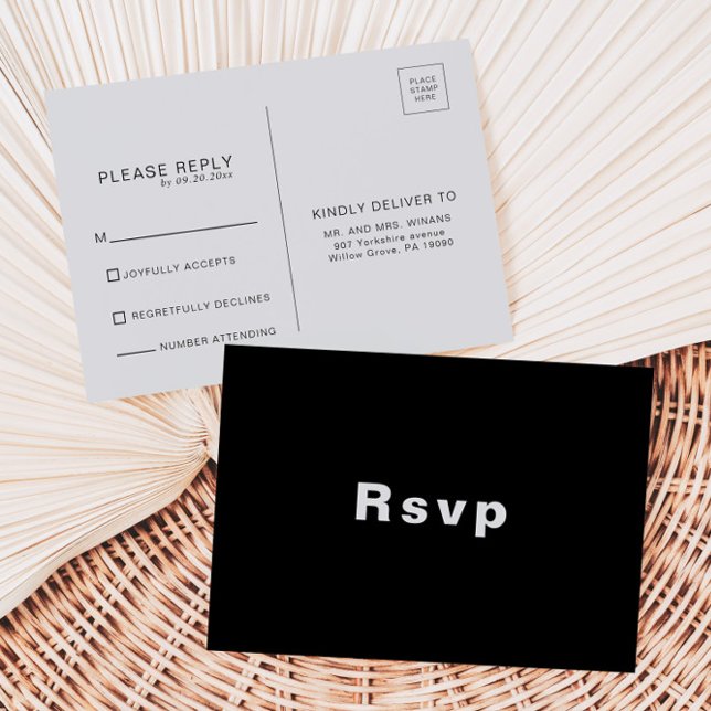 Cartão Postal Casamento Formal Elegante Minimalista Rsvp (Criador carregado)