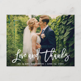 Cartão Postal Casamento Foto Amor e Agradecimento Moderno Letra 