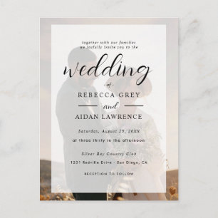 Cartão Postal Casamento Fotográfico com Borda de Ouro Branco e P